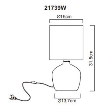 Globo - Bordlampe 1xE14/40W/230V hvid