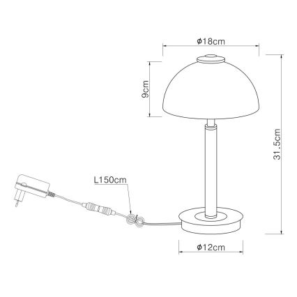 Globo - LED dæmpbar berøringsbetjent bordlampe LED/7W/230V 3000K messing