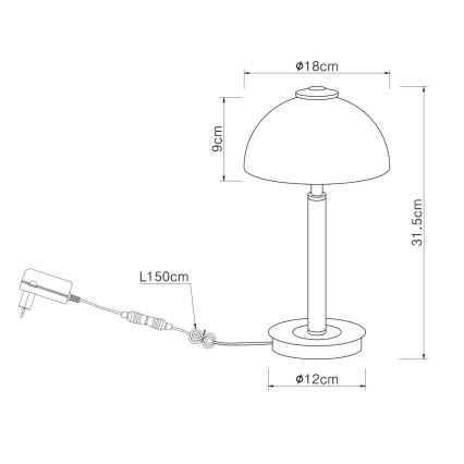 Globo - Dæmpbar LED-bordlampe med touch-funktion LED/7W/230V 3000K mat krom