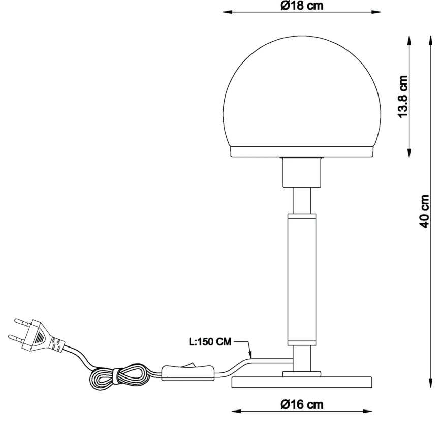 Globo - Bordlampe 1xE27/40W/230V mat krom