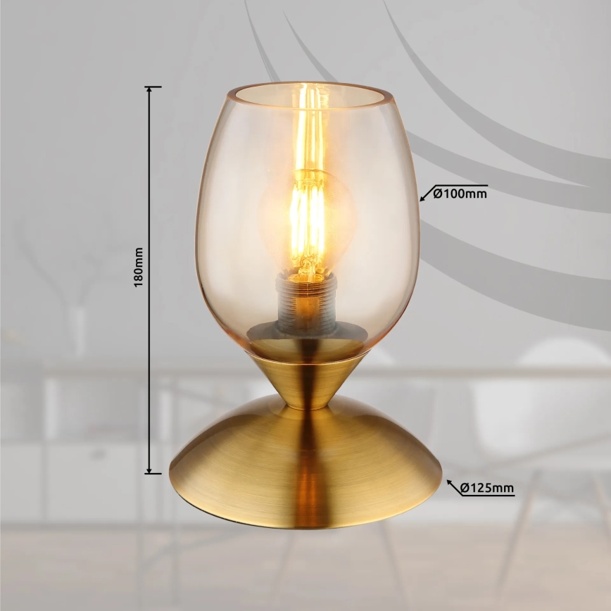 Globo - Bordlampe m. touch-funktion 1xE14/25W/230V messing