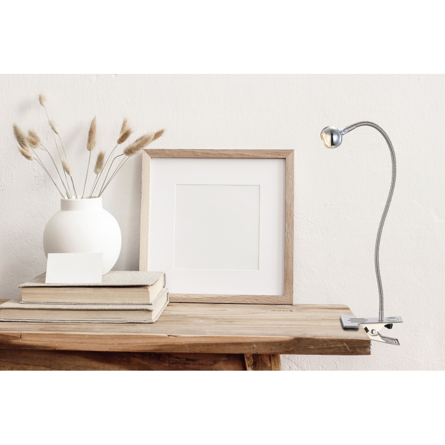 Globo - LED fleksibel lampe med klemme LED/3W/230V mat krom