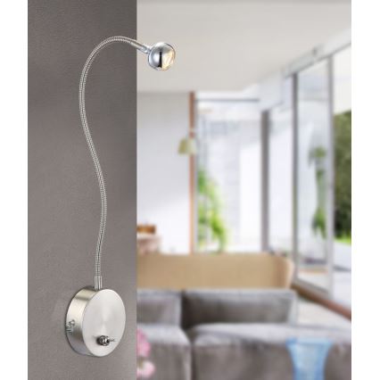 Globo - LED Fleksibel lille lampe LED/3W/230V skinnende krom