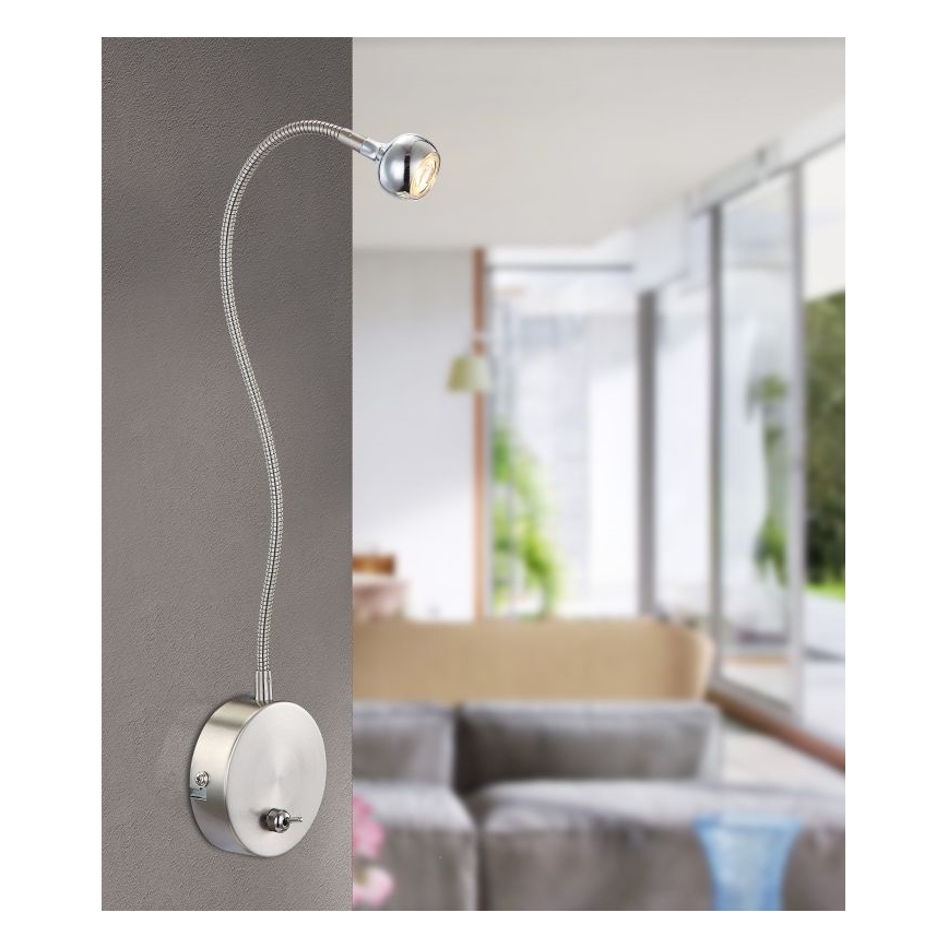 Globo - LED Fleksibel lille lampe LED/3W/230V skinnende krom