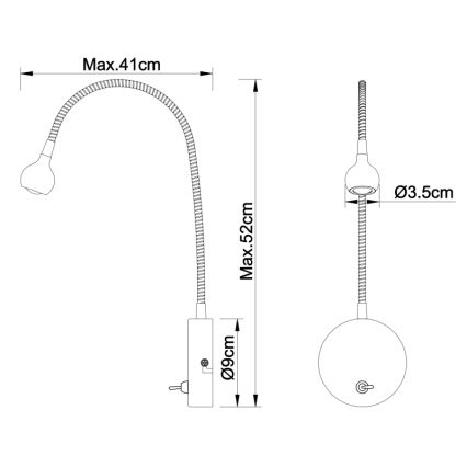 Globo - LED Fleksibel lille lampe LED/3W/230V skinnende krom