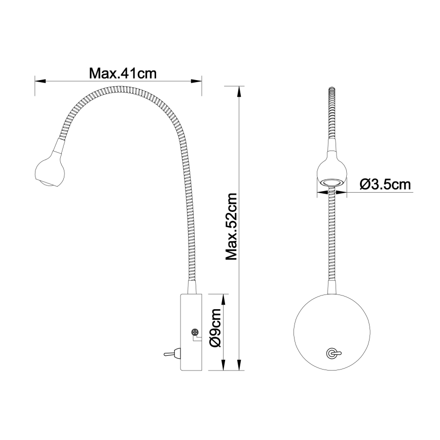 Globo - LED Fleksibel lille lampe LED/3W/230V skinnende krom