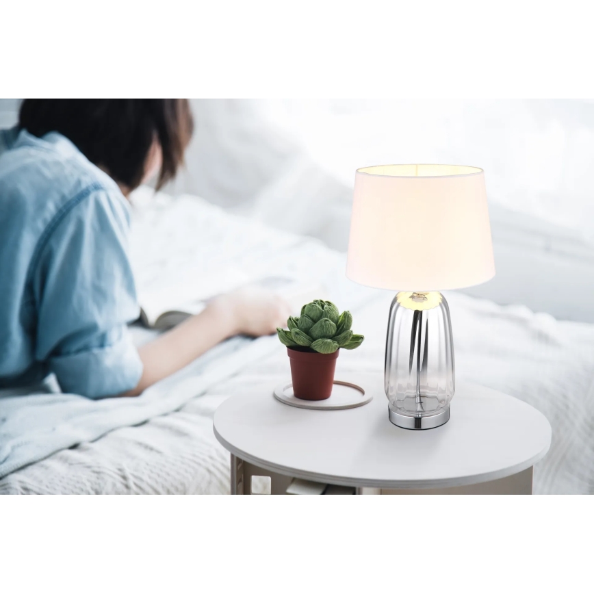 Globo - Bordlampe 1xE27/40W/230V hvid/sølv