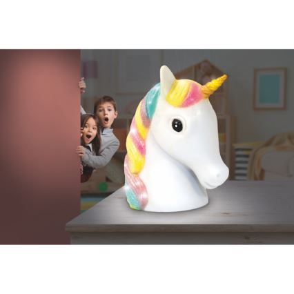 Globo - LED natlampe til børn LED/1W/230/4,5V 3xAA enhjørning