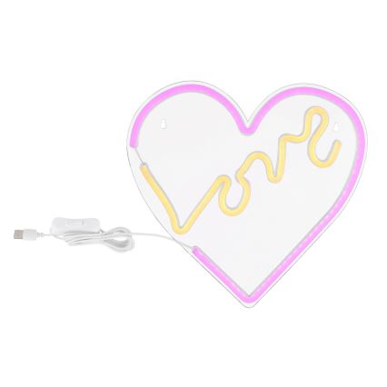 Globo - LED vægdekoration neon LED/3W/USB hjerte