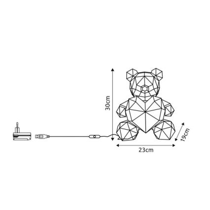 Globo - LED borddekoration LED/6W/5V USB bjørn