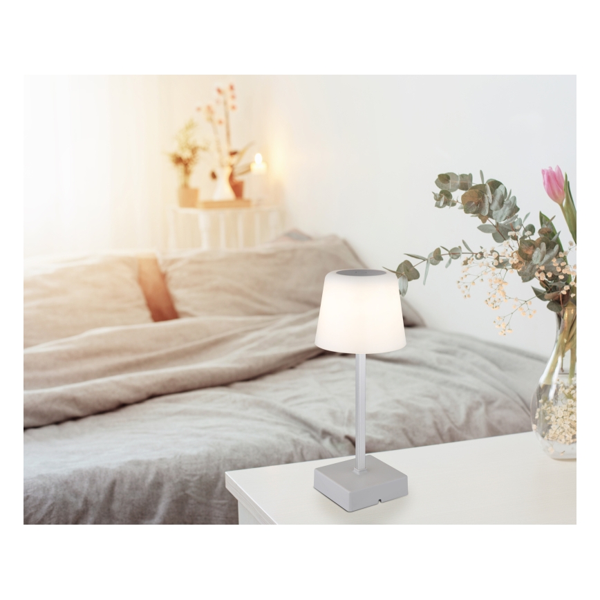 Globo - LED bordlampe m. touch-funktion dæmpbar LED/2W/5V 3000/4500/6500K 800 mAh sølvfarvet