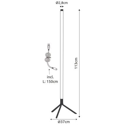 Globo - LED RGB justerbar gulvlampe LED/7W/5V + fjernbetjening