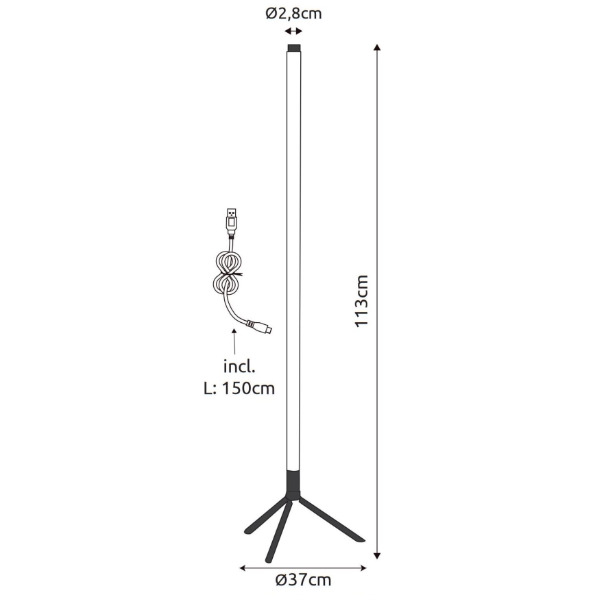 Globo - LED RGB justerbar gulvlampe LED/7W/5V + fjernbetjening