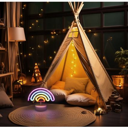 Globo - LED borddekoration neon LED/2W/3xAA regnbue