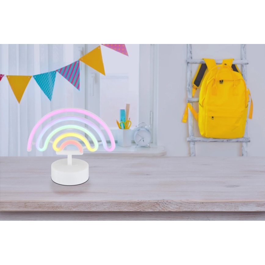 Globo - LED borddekoration neon LED/2W/3xAA regnbue
