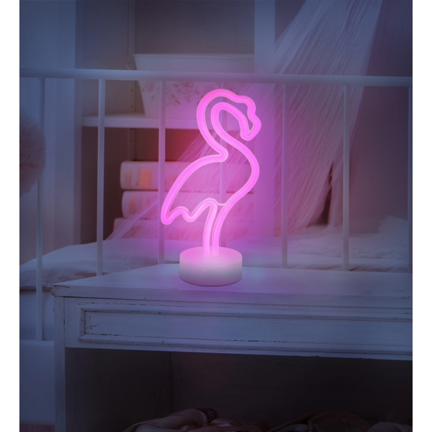 Globo - LED borddekoration neon LED/2W/3xAA flamingo