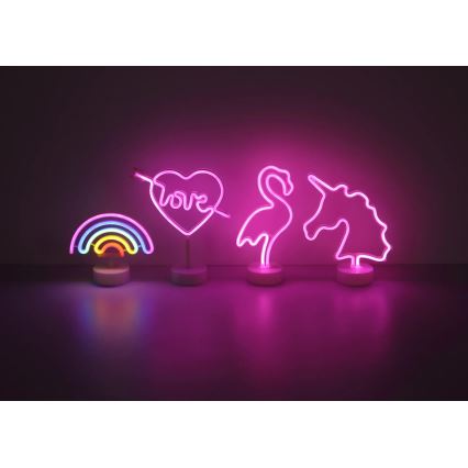 Globo - LED borddekoration neon LED/2W/3xAA flamingo