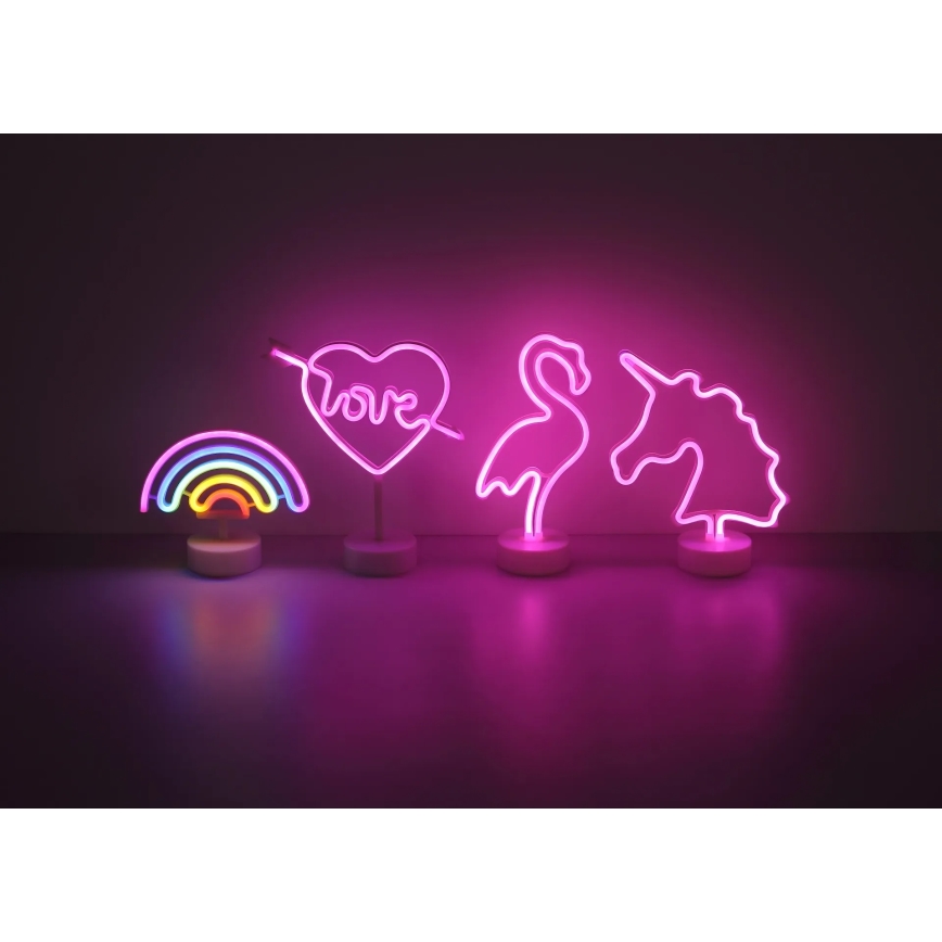 Globo - LED borddekoration neon LED/2W/3xAA flamingo