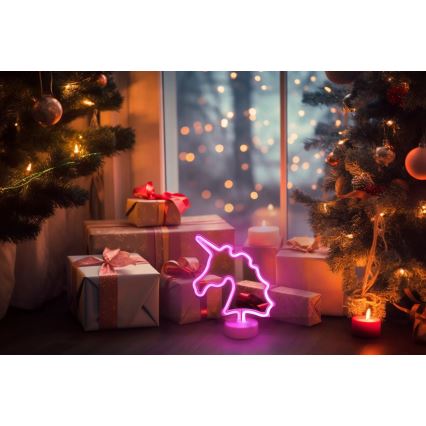 Globo - LED Neon bordlampe LED/2W/3xAA enhjørning