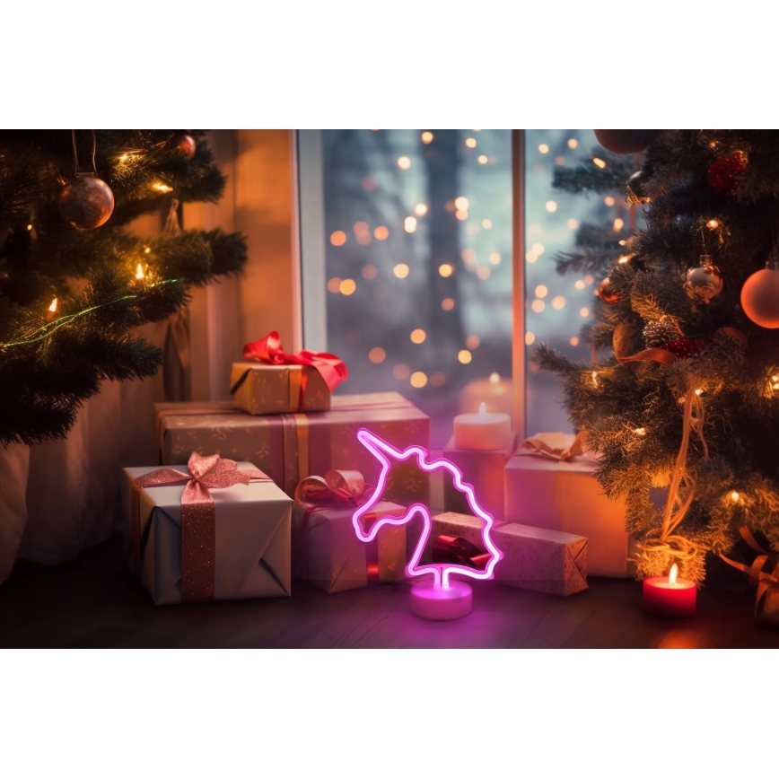 Globo - LED Neon bordlampe LED/2W/3xAA enhjørning