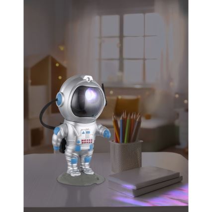 Globo - LED bordlampe m. RGB-farver LED/4,5W/5V astronaut sølvfarvet