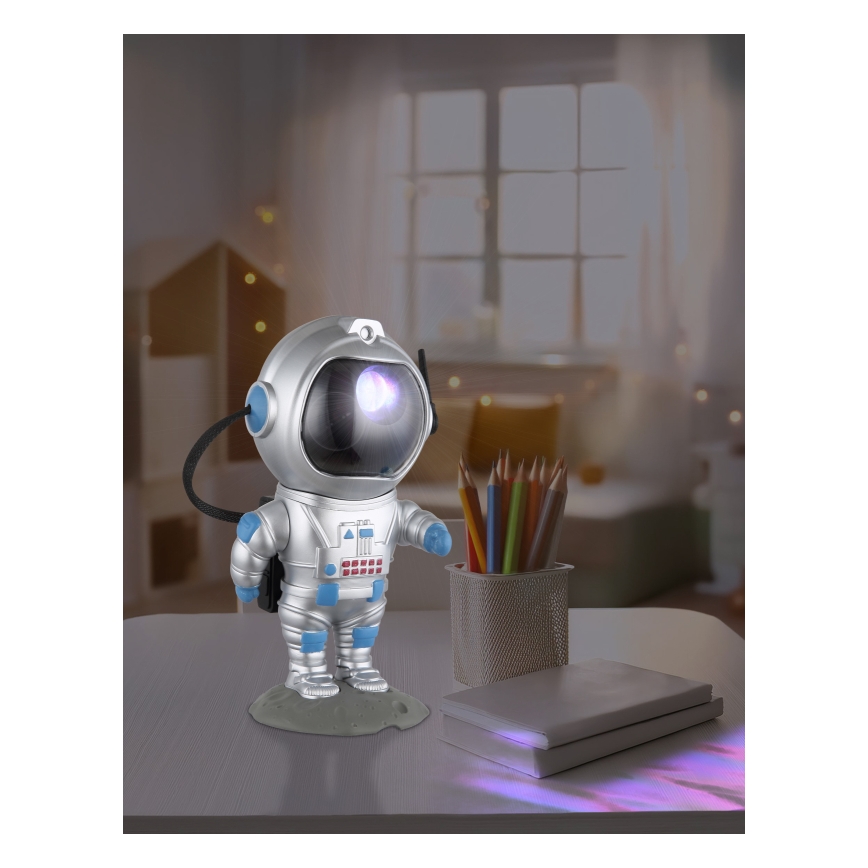 Globo - LED bordlampe m. RGB-farver LED/4,5W/5V astronaut sølvfarvet