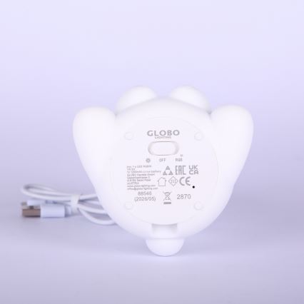 Globo - LED RGBW dæmpbar genopladelig natlampe til børn LED/1W/5V 1200 mAh bjørn