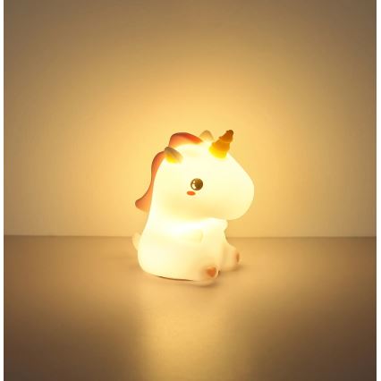 Globo - LED RGBW dæmpbar genopladelig natlampe til børn LED/1,5W/5V 1200 mAh enhjørning