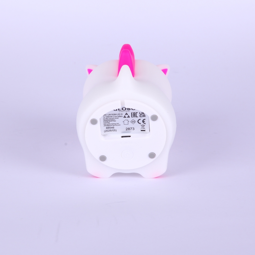Globo - LED RGBW dæmpbar genopladelig natlampe til børn LED/1,5W/5V 1200 mAh enhjørning