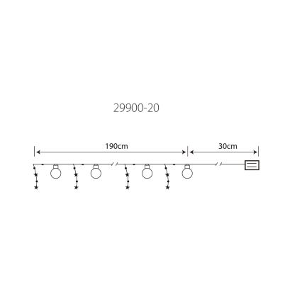Globo 29900-20 - LED dekorativ kæde 20xLED/0,03W/2xAA