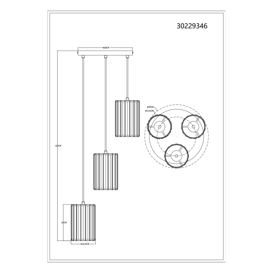 Globo - Pendel 3xE27/60W/230V diameter 35 cm