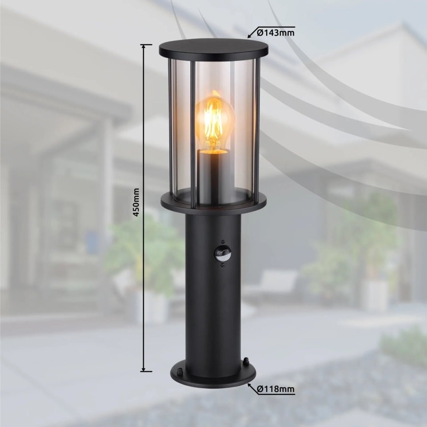 Globo - Udendørslampe med sensor 1xE27/60W/230V IP54 45cm