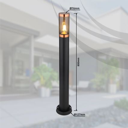 Globo - Udendørslampe 1xE27/23W/230V IP44 80 cm sort/kobber