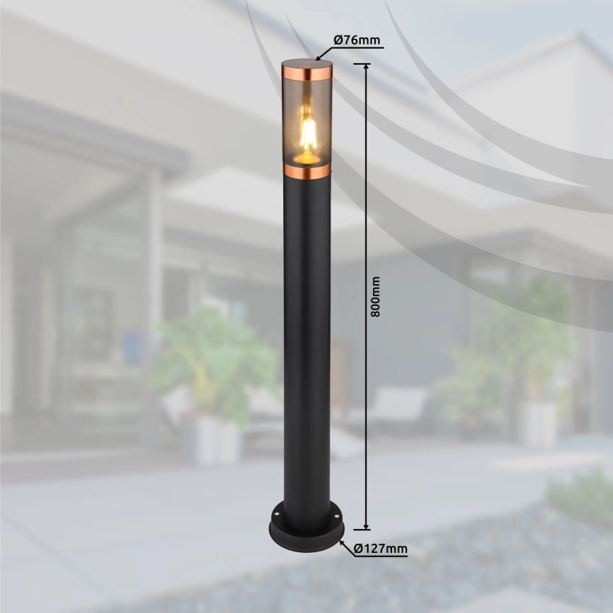 Globo - Udendørslampe 1xE27/23W/230V IP44 80 cm sort/kobber