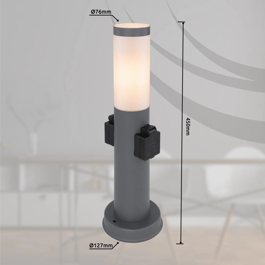 Globo 3158AK - Udendørslampe med 2 stikkontakter BOSTON 1xE27/23W/230V IP44
