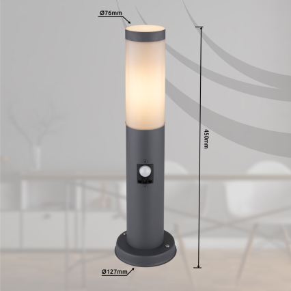 Globo - Udendørslampe med sensor 1xE27/15W/230V 45 cm IP44