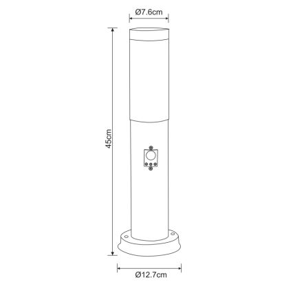 Globo - Udendørslampe med sensor 1xE27/60W/230V 45 cm IP44