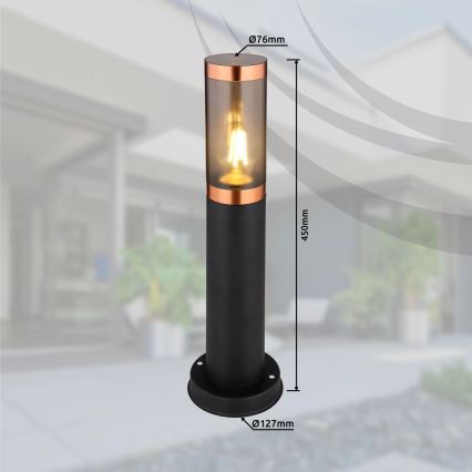 Globo - Udendørslampe 1xE27/23W/230V IP44 45 cm sort/kobber