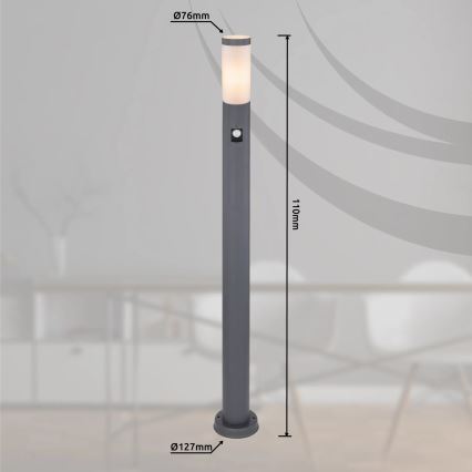 Globo - Udendørslampe med sensor 1xE27/15W/230V IP44 110 cm antracit