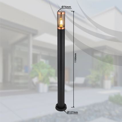 Globo - Udendørslampe 1xE27/23W/230V IP44 110 cm sort/kobber