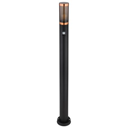 Globo - Udendørslampe med sensor 1xE27/15W/230V IP44 110 cm sort/kobber