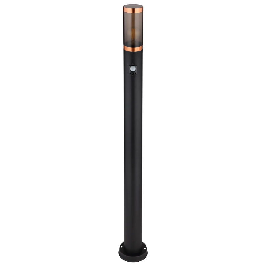 Globo - Udendørslampe med sensor 1xE27/15W/230V IP44 110 cm sort/kobber