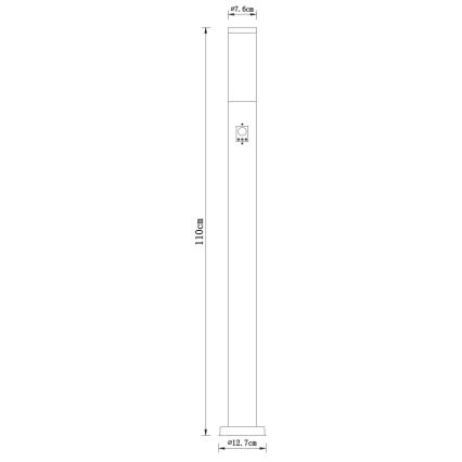 Globo - Udendørslampe med sensor 1xE27/60W/230V 110 cm IP44