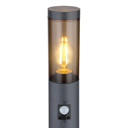 Globo - Udendørslampe med sensor 1xE27/15W/230V IP44 110 cm sort