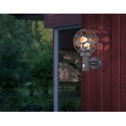 Globo - Udendørs væglampe med sensor 1xE27/15W/230V IP44
