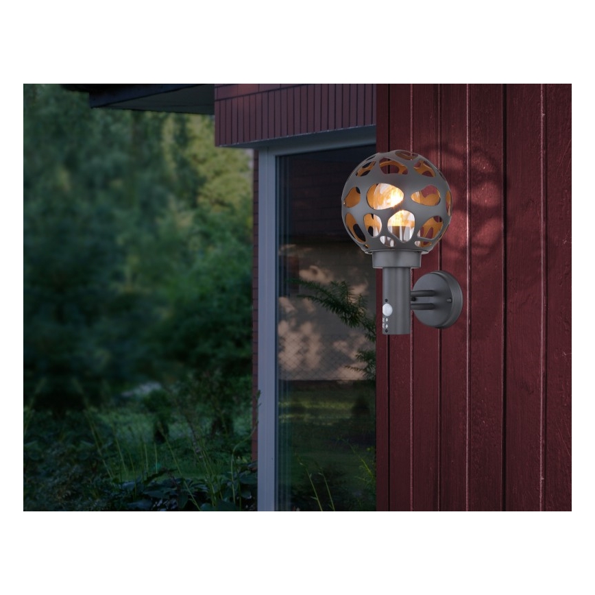 Globo - Udendørs væglampe med sensor 1xE27/15W/230V IP44
