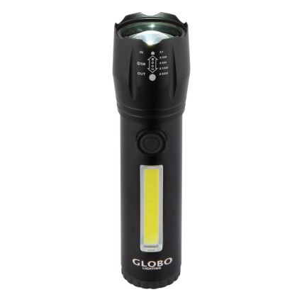 Globo - Genopladelig LED lommelygte LED/3W/5V + COB/3W 5500K 1200 mAh
