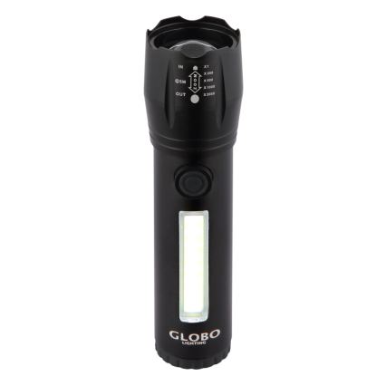 Globo - Genopladelig LED lommelygte LED/3W/5V + COB/3W 5500K 1200 mAh