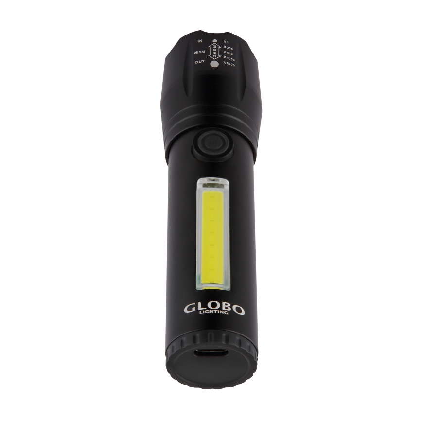 Globo - Genopladelig LED lommelygte LED/3W/5V + COB/3W 5500K 1200 mAh