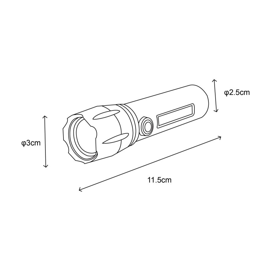 Globo - Genopladelig LED lommelygte LED/3W/5V + COB/3W 5500K 1200 mAh